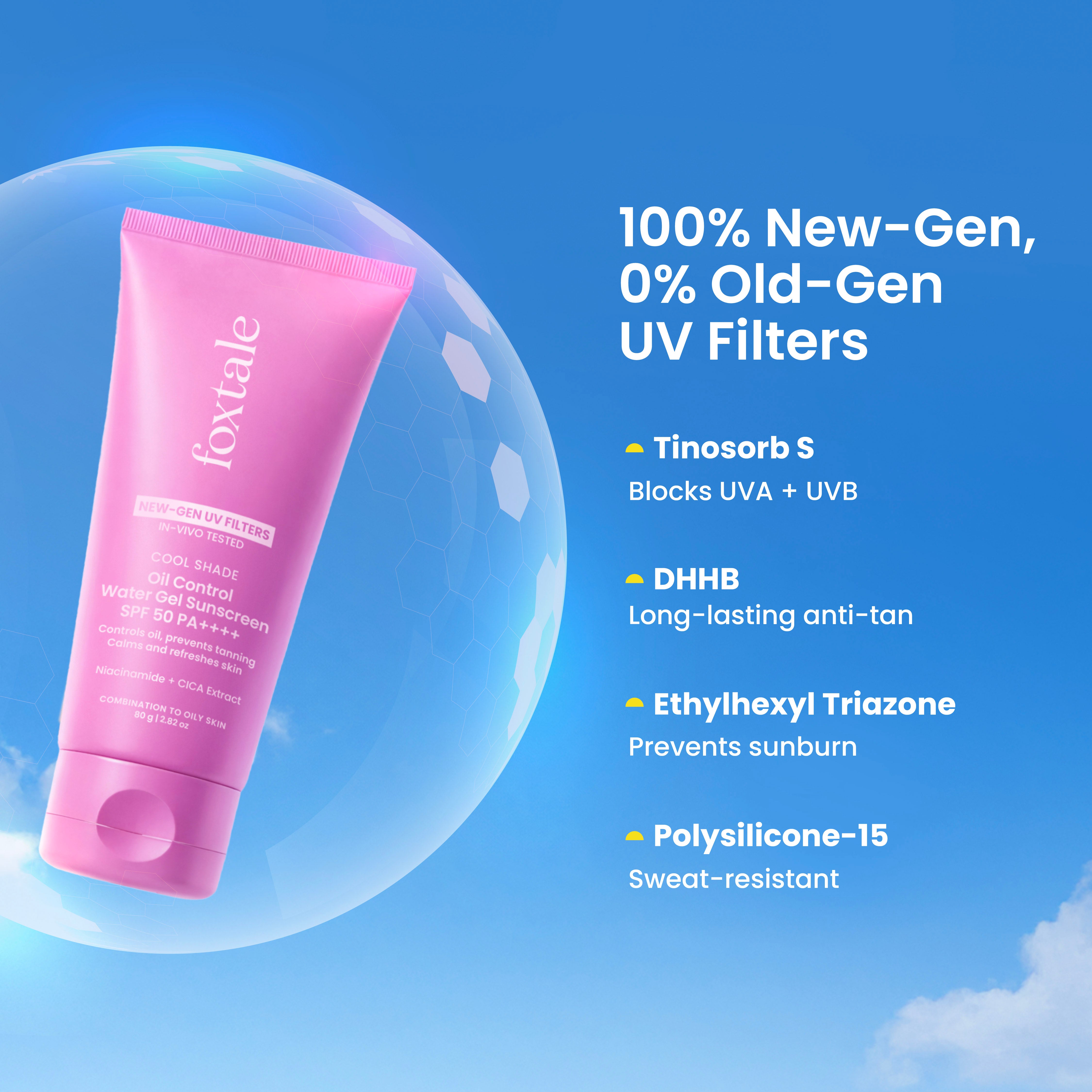 Foxtale Ice-burst Cooling SPF 50 Matte Gel Sunscreen for Oily skin | In-Vivo Tested Mattifies & Controls Oil | Lightweight & Non-Comedogenic | 100% New-Gen UV Filters | No White Cast | 80g - Image 4 - Buy from Indicrest
