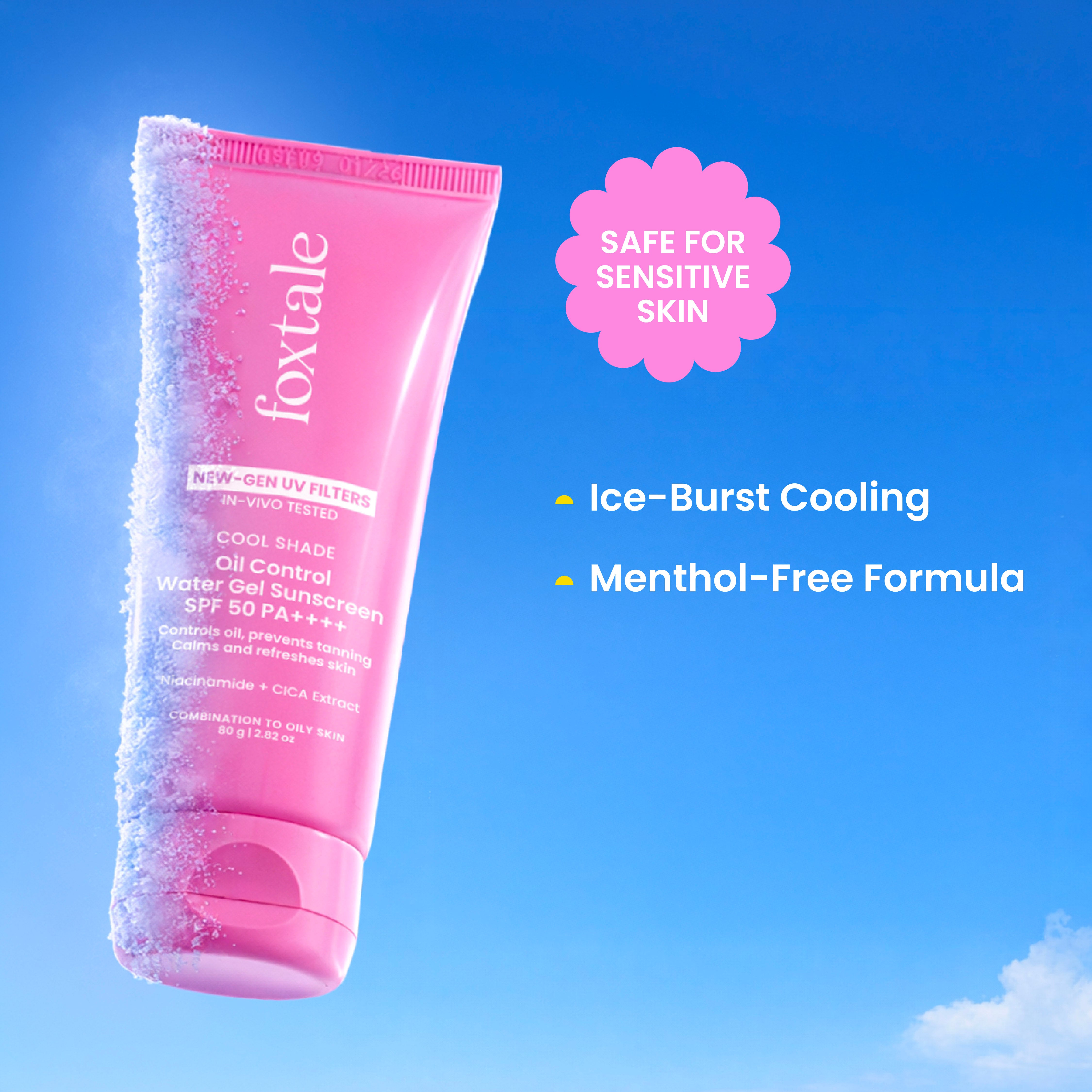 Foxtale Ice-burst Cooling SPF 50 Matte Gel Sunscreen for Oily skin | In-Vivo Tested Mattifies & Controls Oil | Lightweight & Non-Comedogenic | 100% New-Gen UV Filters | No White Cast | 80g - Image 8 - Buy from Indicrest