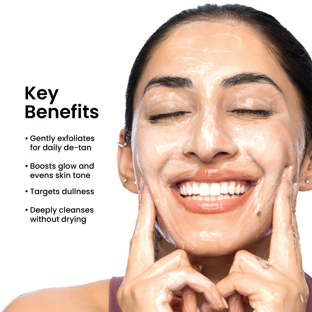 Foxtale Super Glow De-tan Face Wash Zero to glow in 30 seconds | Daily tan remover + glow booster with Papaya Enzymes & Vitamin C | 100ml - Image 2 - Buy from Indicrest