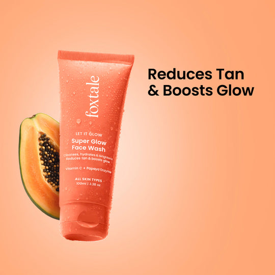 Foxtale Super Glow De-tan Face Wash Zero to glow in 30 seconds | Daily tan remover + glow booster with Papaya Enzymes & Vitamin C | 100ml - Buy from Indicrest