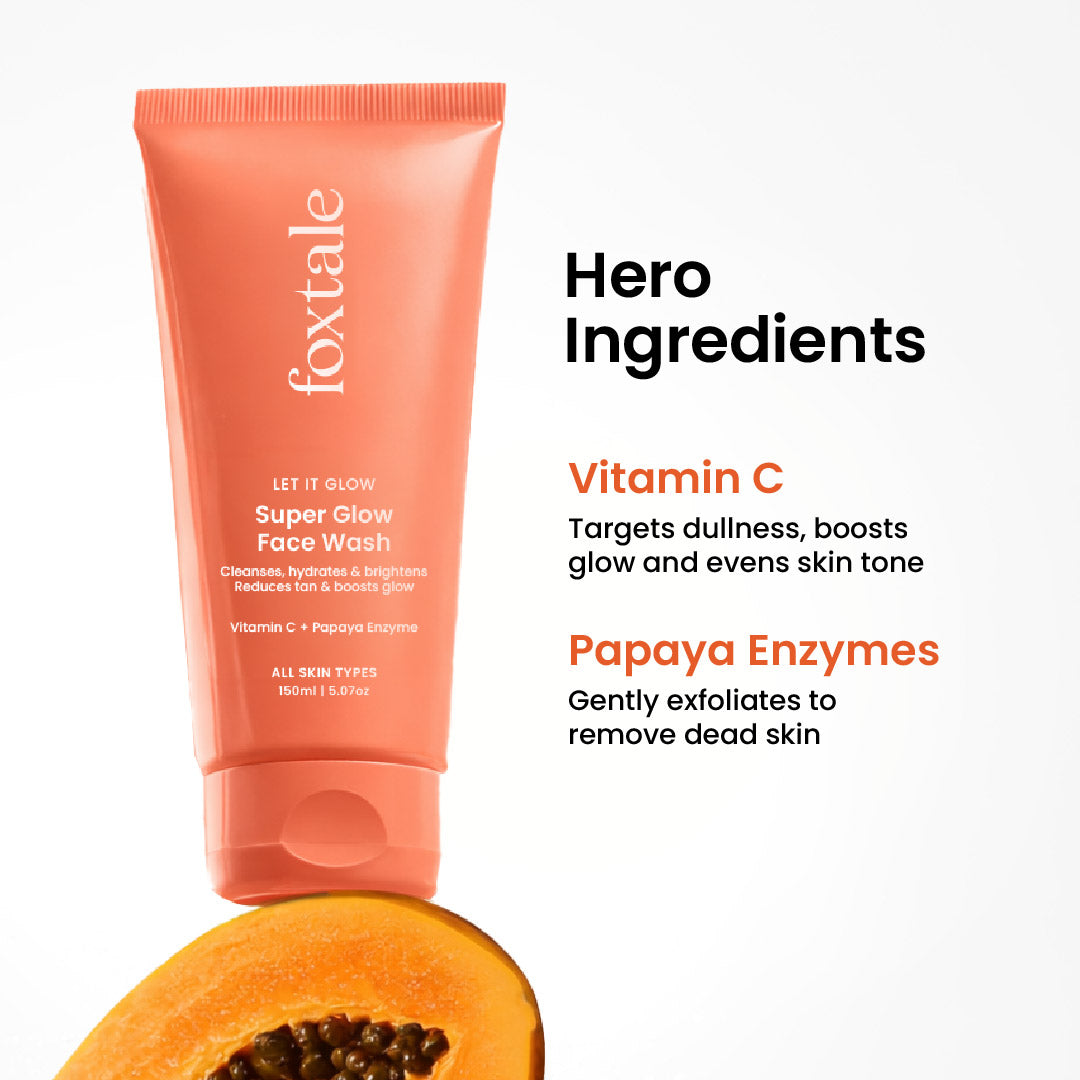 Foxtale Super Glow De-tan Face Wash Zero to glow in 30 seconds | Daily tan remover + glow booster with Papaya Enzymes & Vitamin C | 150ml - Image 4 - Buy from Indicrest