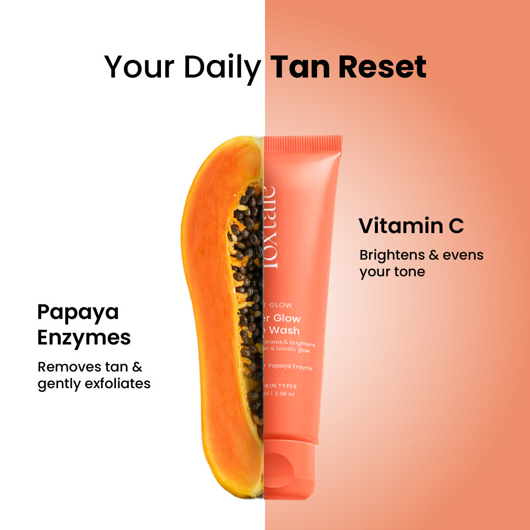 Foxtale Super Glow De-tan Face Wash Zero to glow in 30 seconds | Daily tan remover + glow booster with Papaya Enzymes & Vitamin C | 150ml - Image 10 - Buy from Indicrest