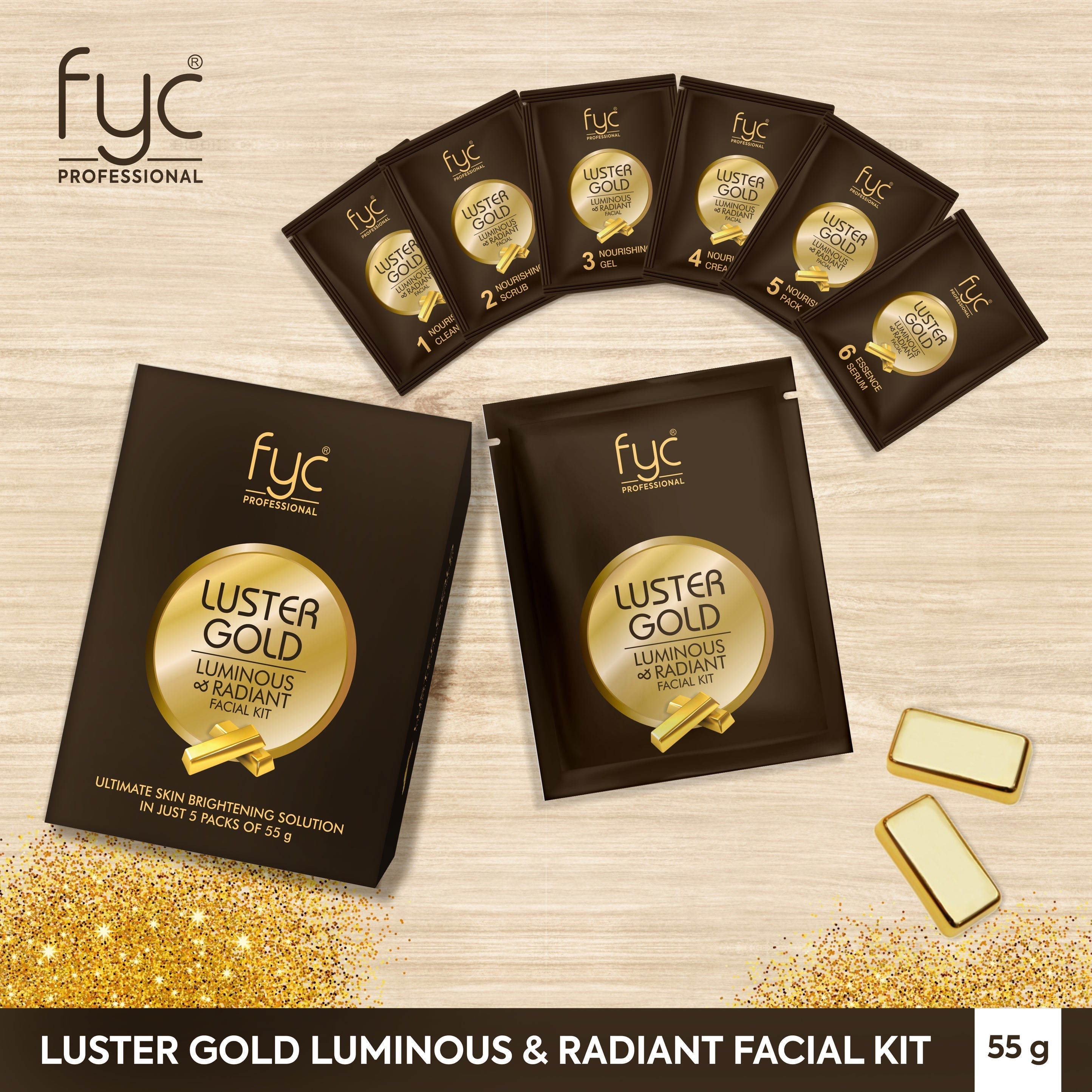 FYC Luster Gold Kit – Professional Size 260g Facial Pouch