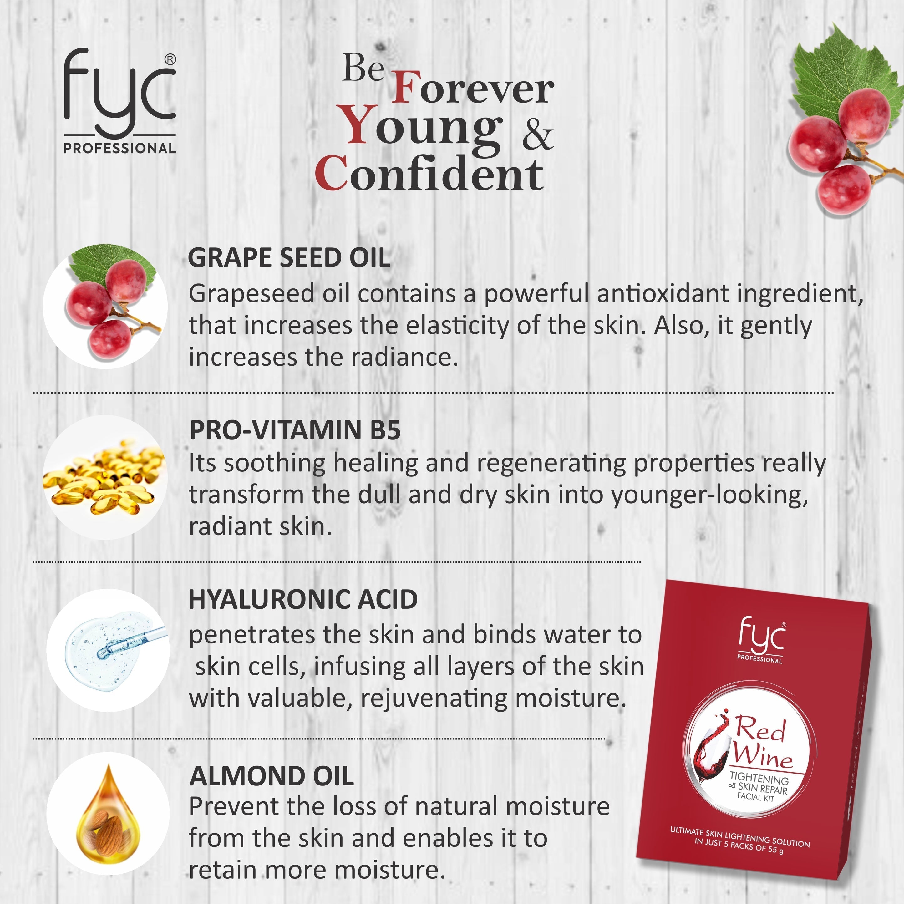 FYC Red Wine Facial Kit Pouch 70g Front View