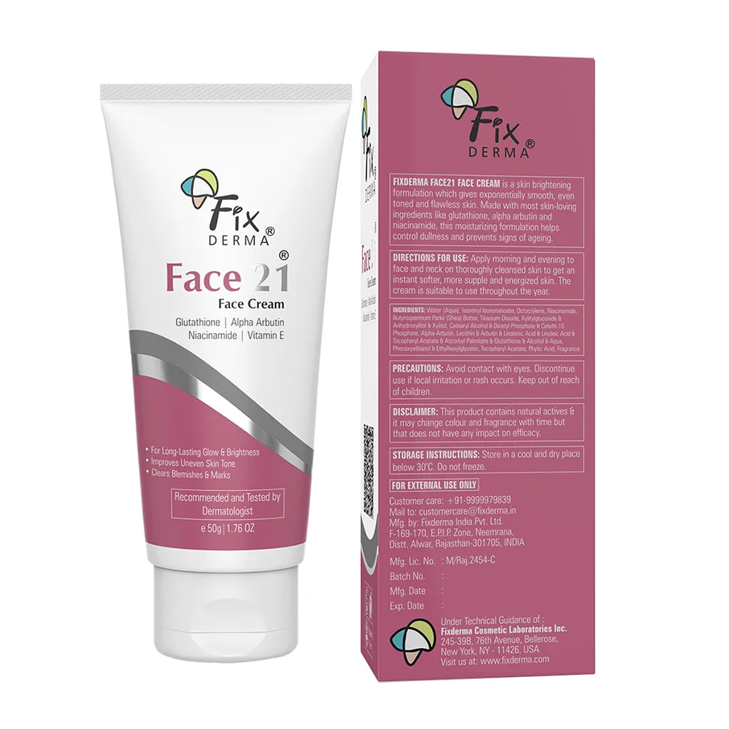 Fixderma Face 21 Cream | Skin-Brightening Moisturizer for Dry Skin, 50g - Image 8 - Buy from Indicrest