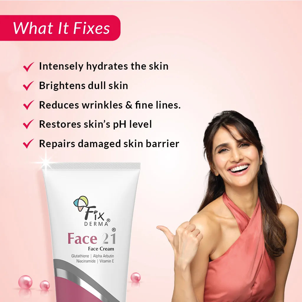 Fixderma Face 21 Cream | Skin-Brightening Moisturizer for Dry Skin, 50g - Image 2 - Buy from Indicrest