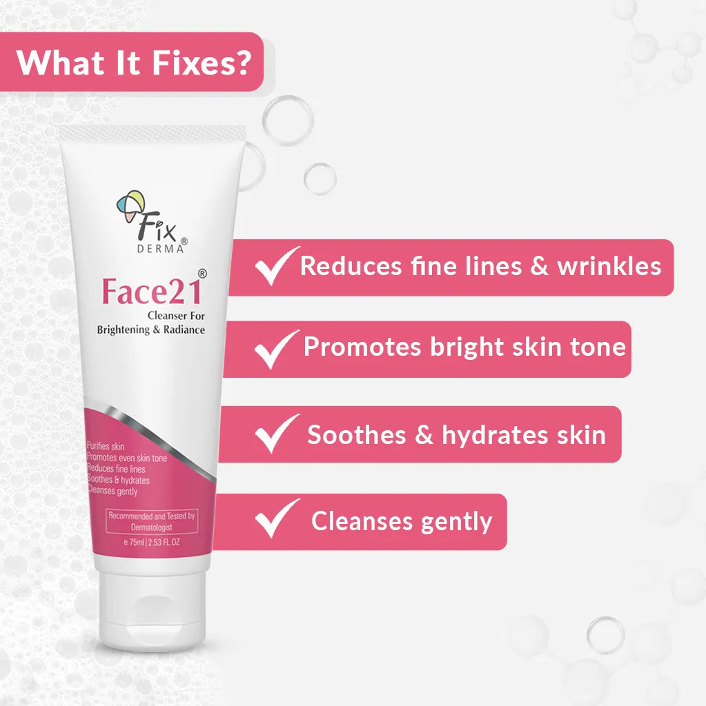 Fixderma Face 21 Cleanser | Gentle Cleansing Formula for All Skin Types, 75ml - Image 2 - Buy from Indicrest