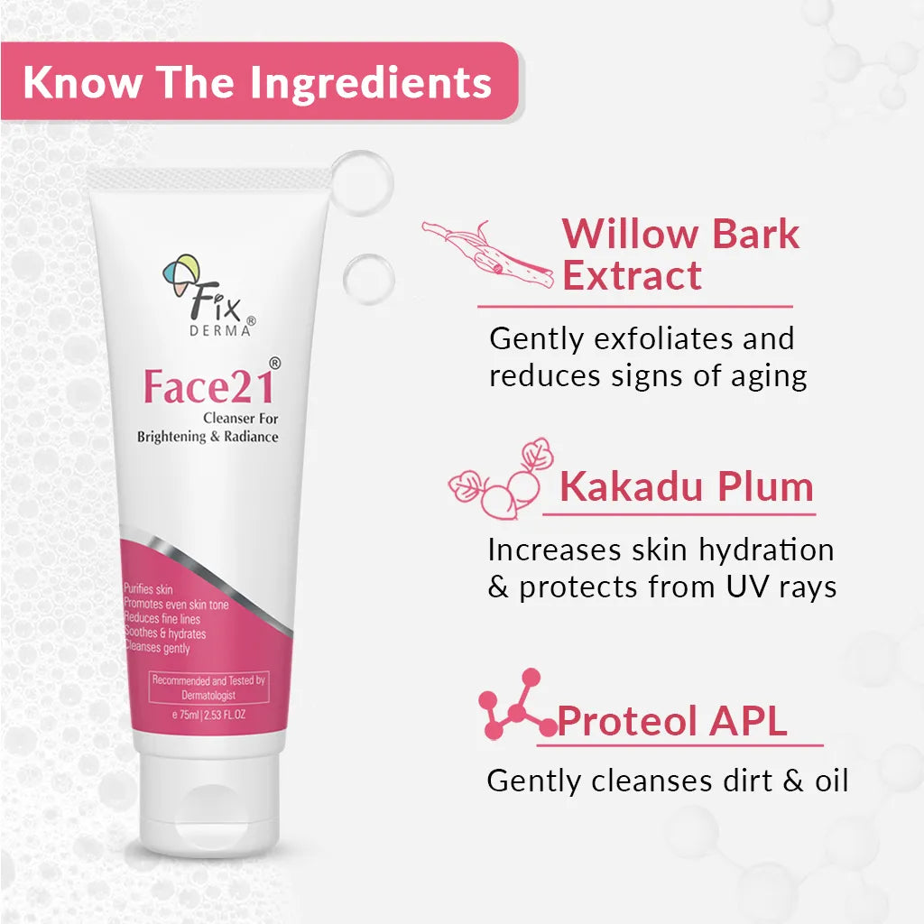 Fixderma Face 21 Cleanser | Gentle Cleansing Formula for All Skin Types, 75ml - Image 5 - Buy from Indicrest