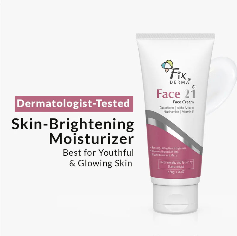 Fixderma Face 21 Cream | Skin-Brightening Moisturizer for Dry Skin, 50g - Buy from Indicrest
