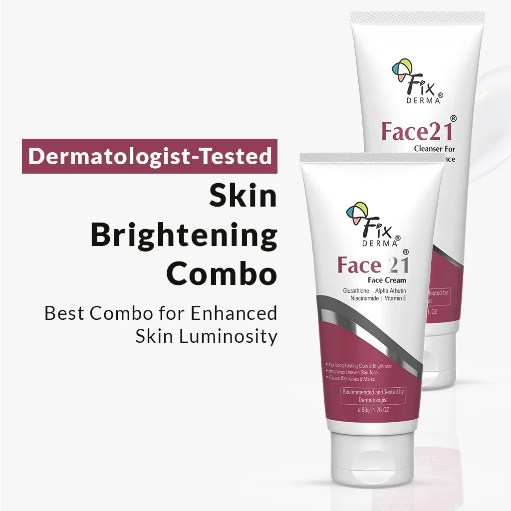 Fixderma Face 21 Face Wash and Cream Combo | Skin-Brightening Combo for Enhanced Skin Luminosity, Face Cream 50g + Face Cleanser 75ml - Buy from Indicrest