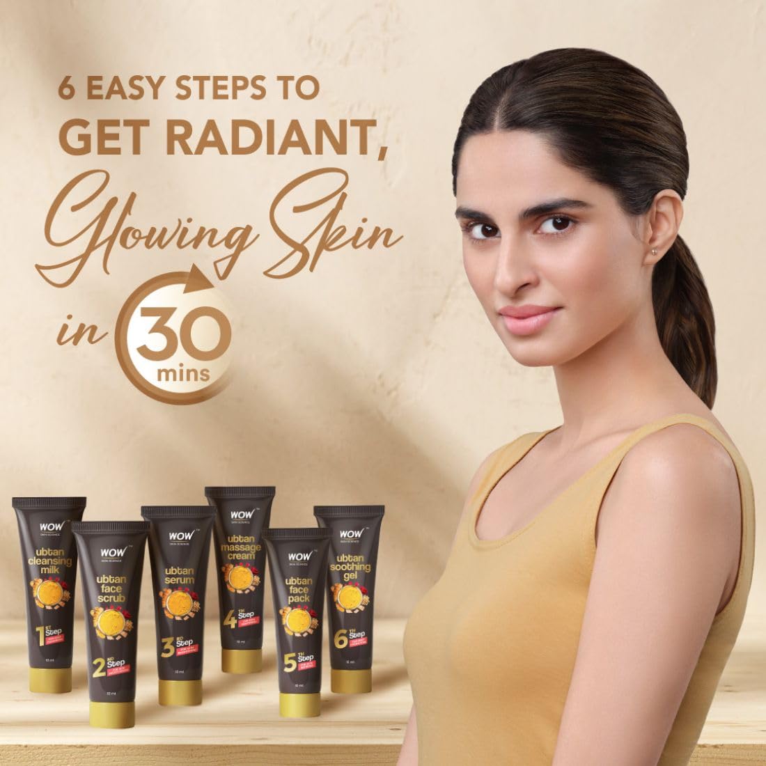 Facial cream application from WOW Ubtan Kit

