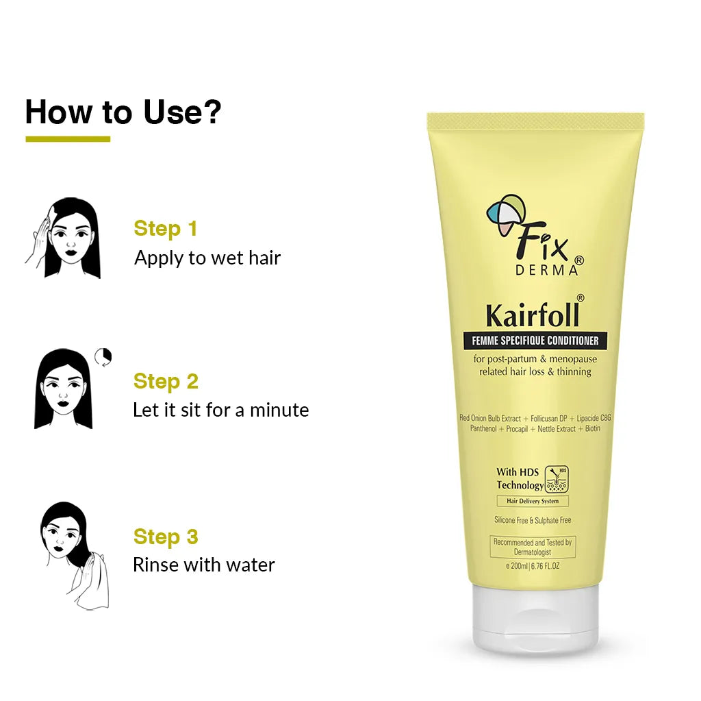 Fixderma Kairfoll Femme Specifique Conditioner | Addresses Hormonal Hair Loss & Thinning in Women, 200ml - Image 7 - Buy from Indicrest