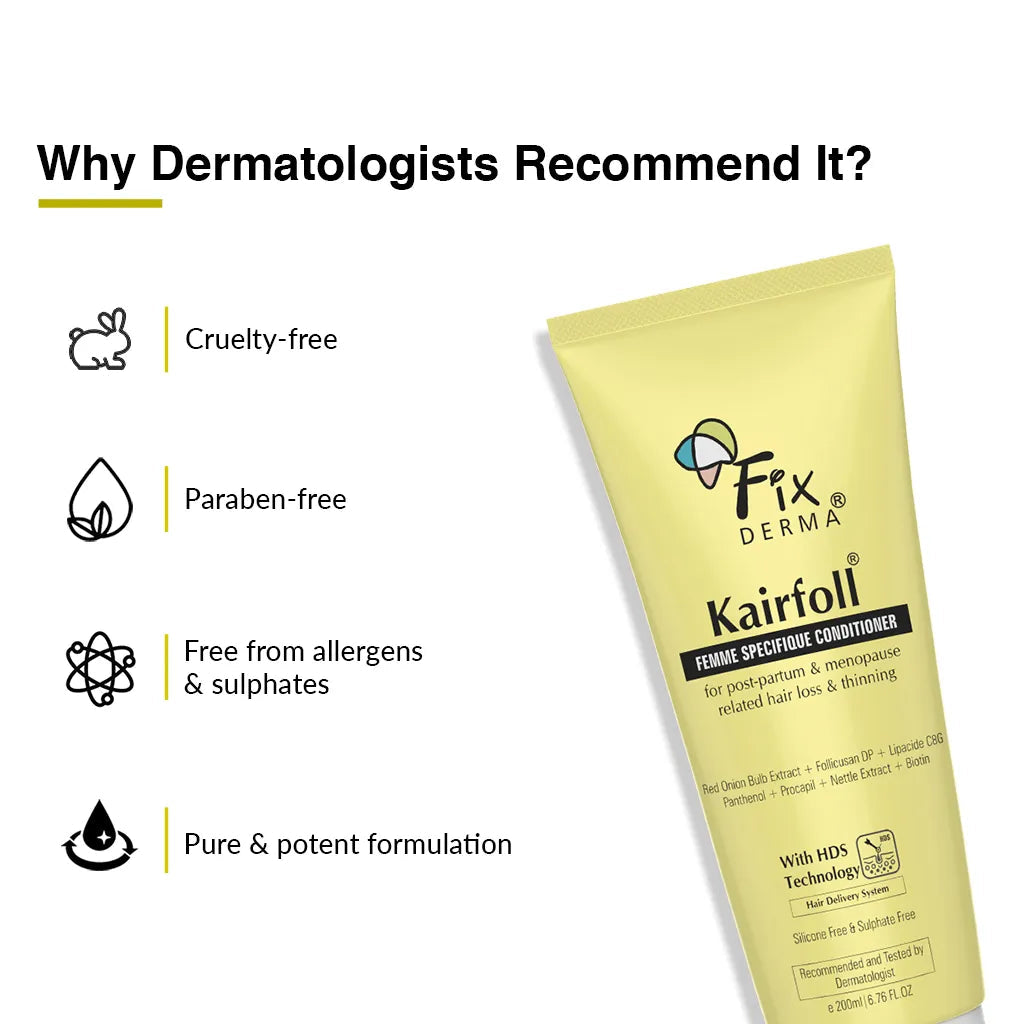 Fixderma Kairfoll Femme Specifique Conditioner | Addresses Hormonal Hair Loss & Thinning in Women, 200ml - Image 5 - Buy from Indicrest