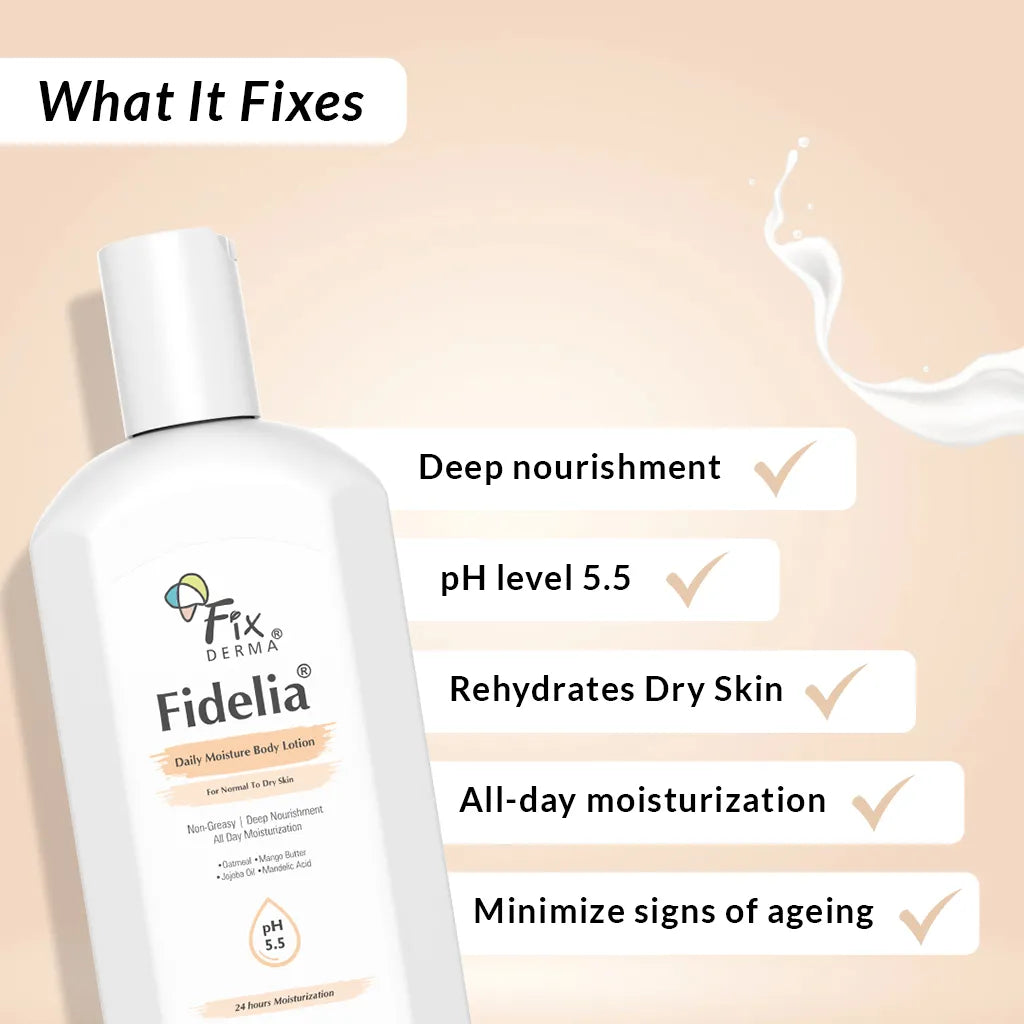 Fixderma Fidelia Daily Moisture Body Lotion | An All-Day Deep Nourishing & Lightweight Body Lotion, 100ml - Image 4 - Buy from Indicrest