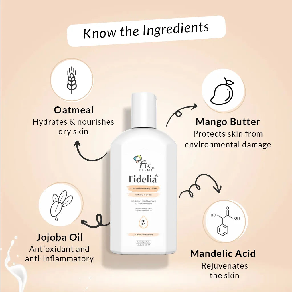 Fixderma Fidelia Daily Moisture Body Lotion | An All-Day Deep Nourishing & Lightweight Body Lotion, 100ml - Image 8 - Buy from Indicrest