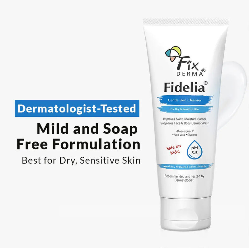 Fixderma Fidelia Gentle Skin Cleanser 100ml | Mild and Soap-Free Formulation for Dry, Sensitive Skin, 100ml - Buy from Indicrest