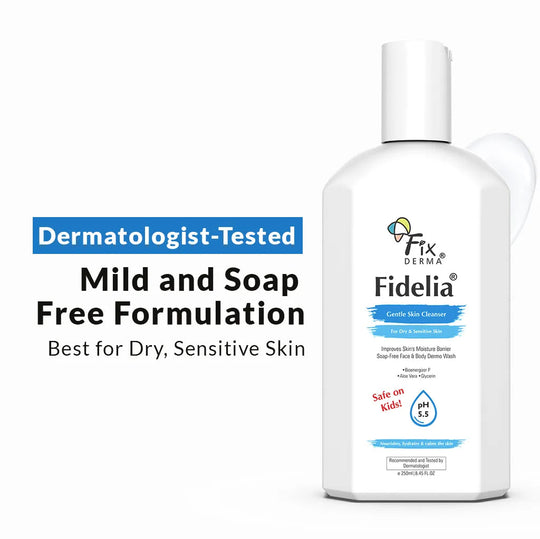 Fixderma Fidelia Gentle Skin Cleanser | Mild and Soap-Free Formulation for Dry, Sensitive Skin, 250ml - Buy from Indicrest