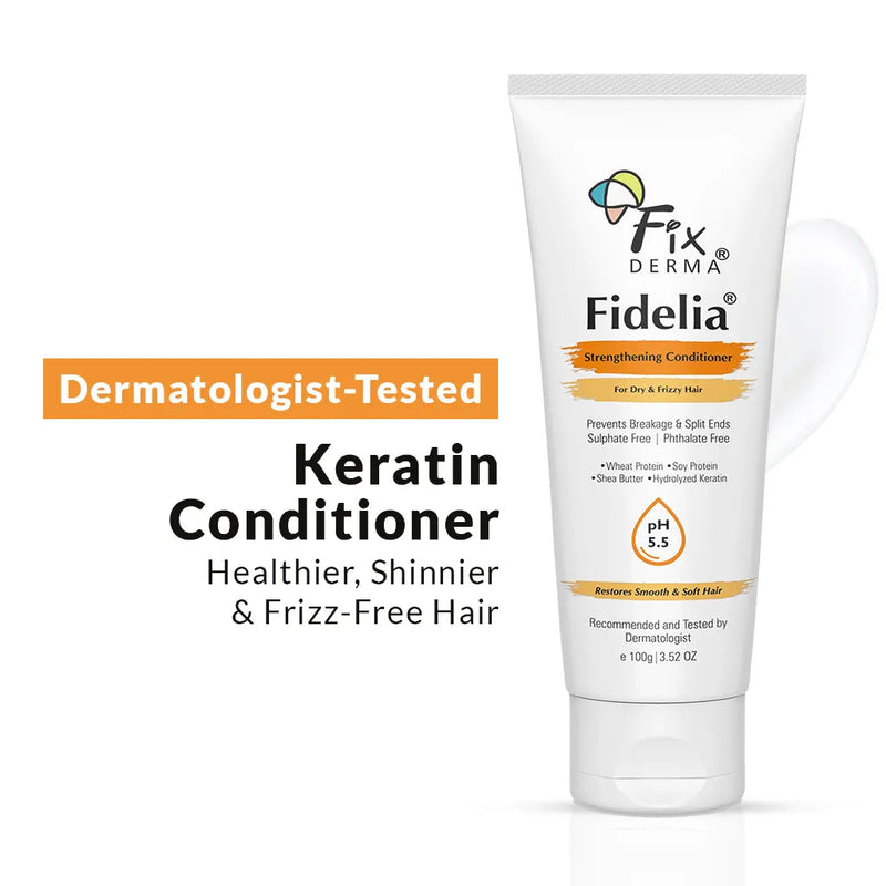 Fixderma Fidelia Strengthening Conditioner | Keratin Conditioner for Healthier, Shinnier & Frizz-Free Hair, 100g - Buy from Indicrest