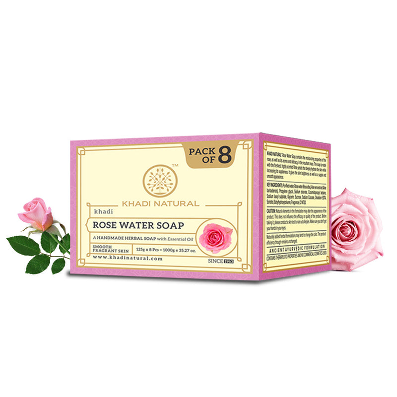 Khadi Natural Rosewater Soap Combo Pack Of 8 – 125gm Each - Buy from Indicrest