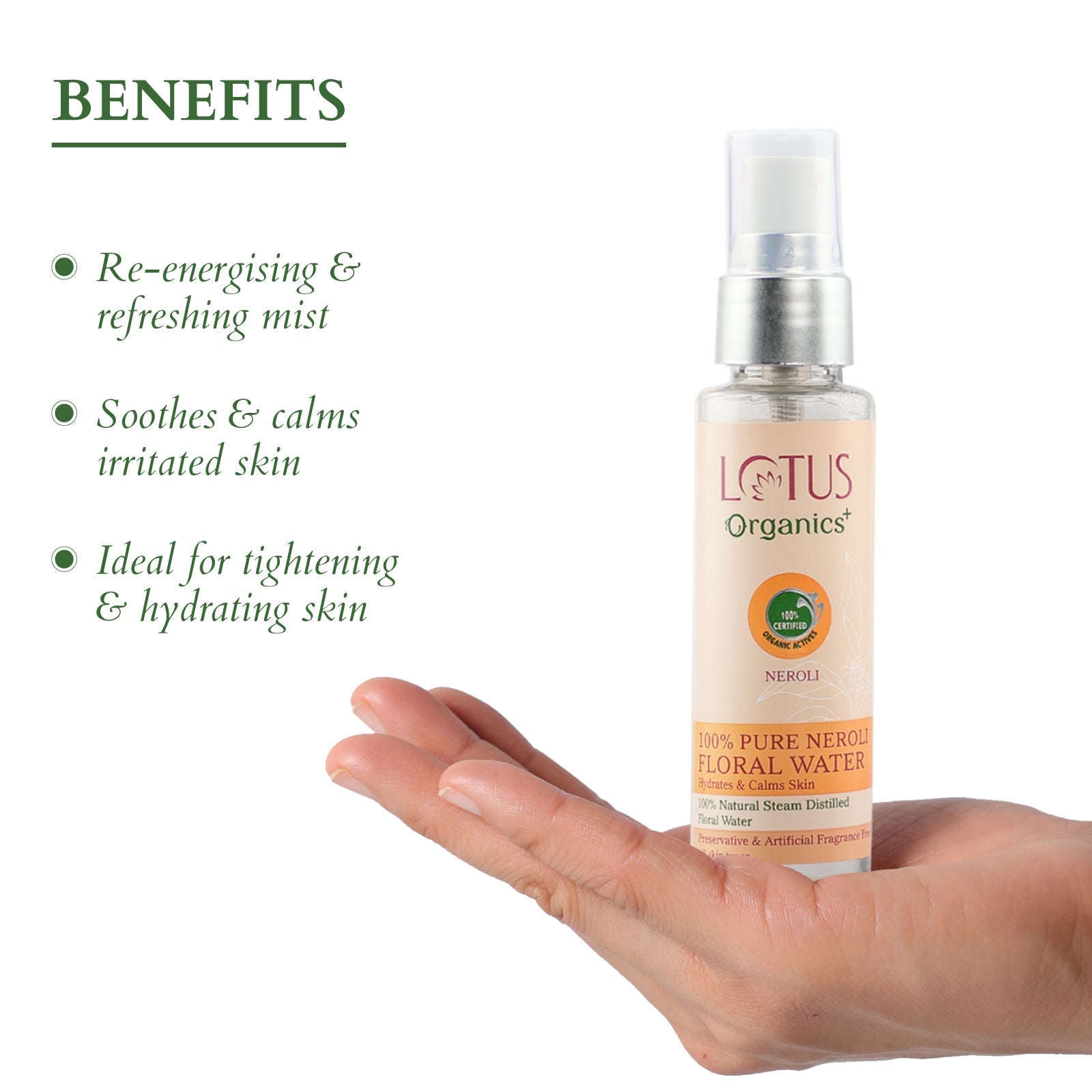 Lotus Herbals Organics+ 100% PURE NEROLI FLORAL WATER, 50ml