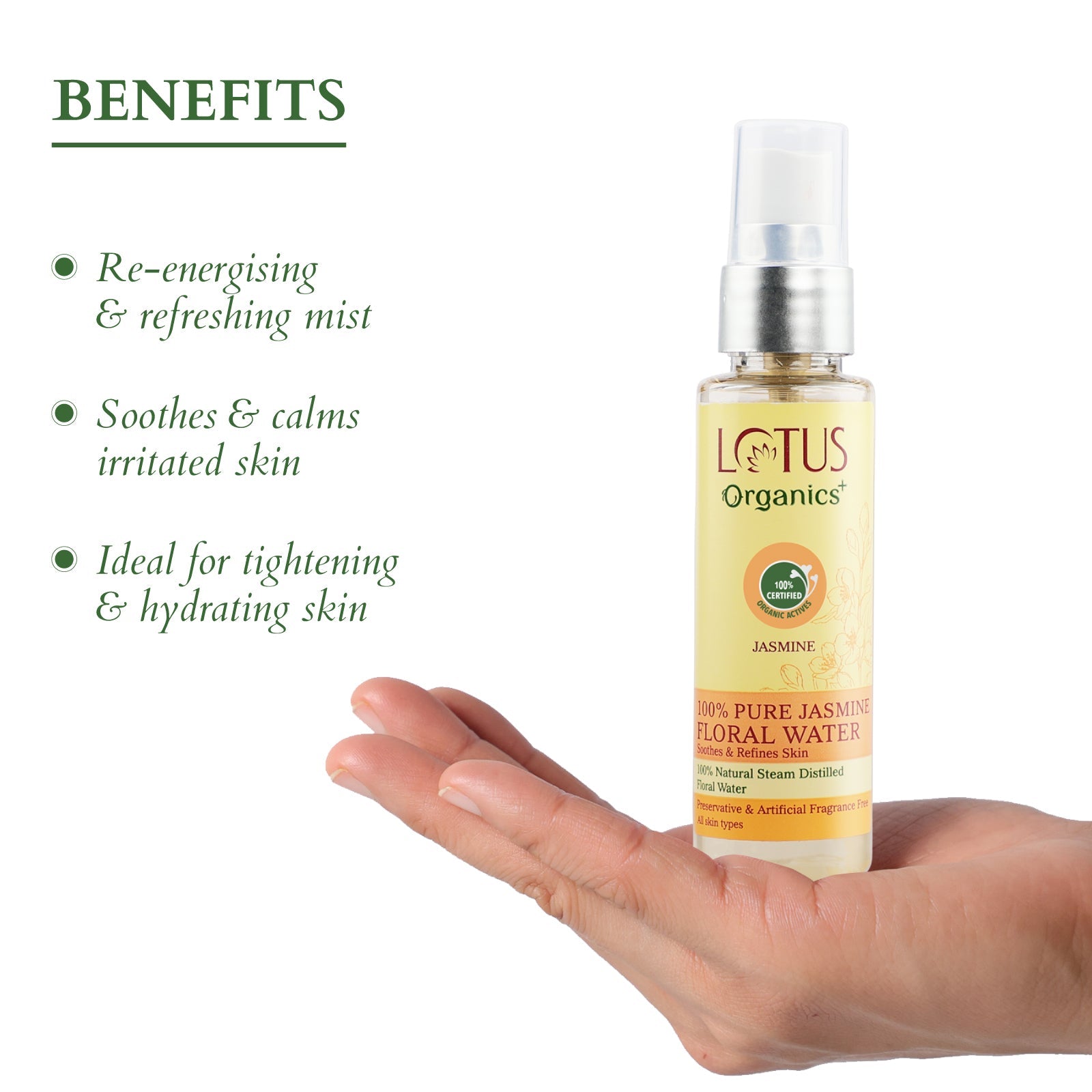 Lotus Herbals Organics+ 100% PURE JASMINE FLORAL WATER, 50ml