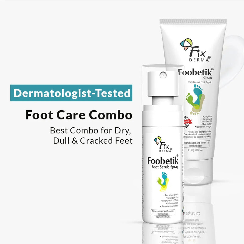Fixderma Foobetik Foot Scrub Spray and Foot Cream | Foot Care Combo for Dry, Dull & Cracked Feet, 100ml - Buy from Indicrest