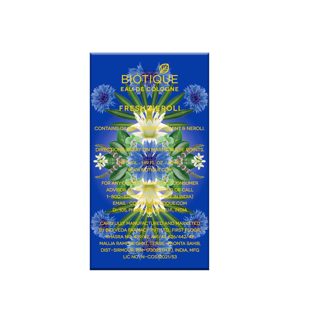 Biotique Fresh Neroli Eau De Cologne, 50ml - Image 2 - Buy from Indicrest