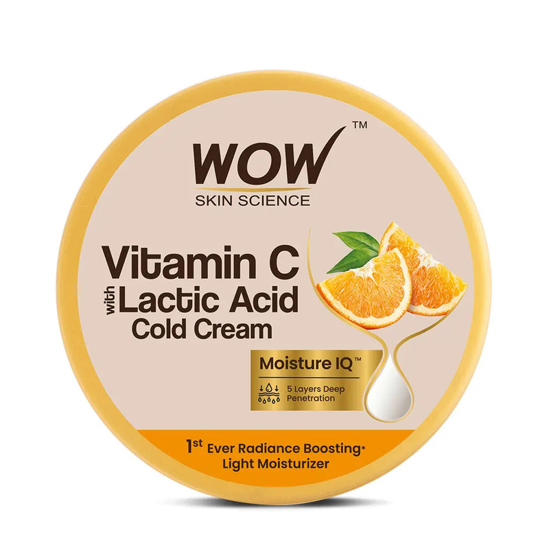 Front view of Wow Vitamin C Lactic Acid Cold Cream 200ml jar Buy at Indicrest