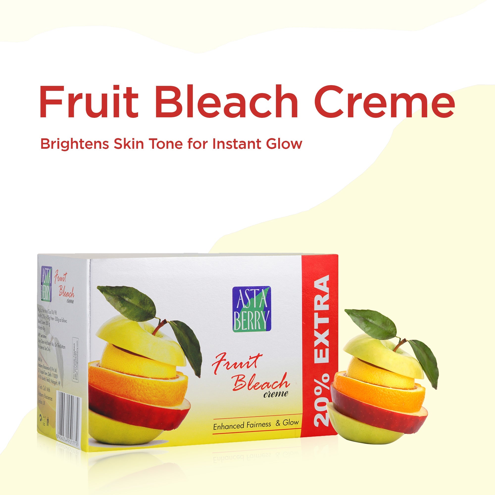 Astaberry Fruit Bleach Creme | Brightens Skin Tone for Instant Glow | 300gm - Image 2 - Buy from Indicrest
