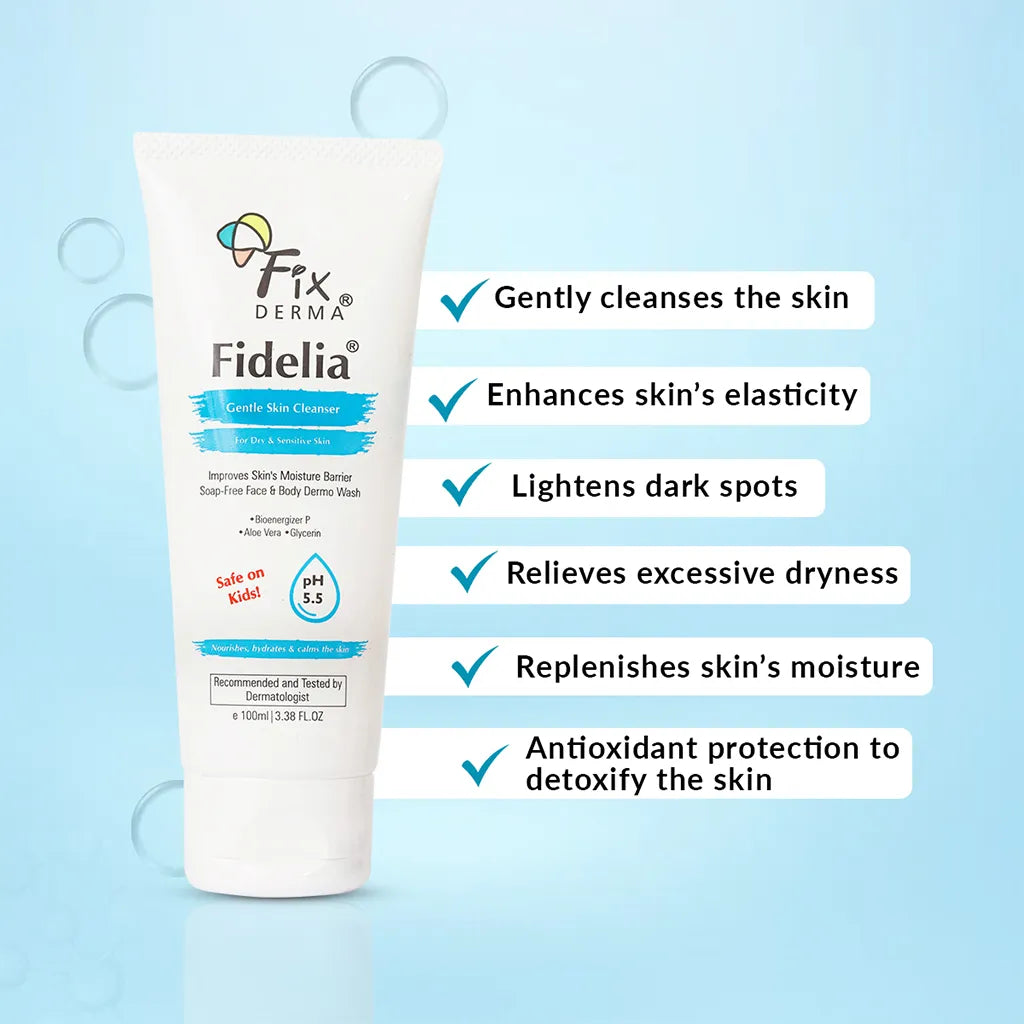 Fixderma Fidelia Gentle Skin Cleanser 100ml | Mild and Soap-Free Formulation for Dry, Sensitive Skin, 100ml - Image 3 - Buy from Indicrest