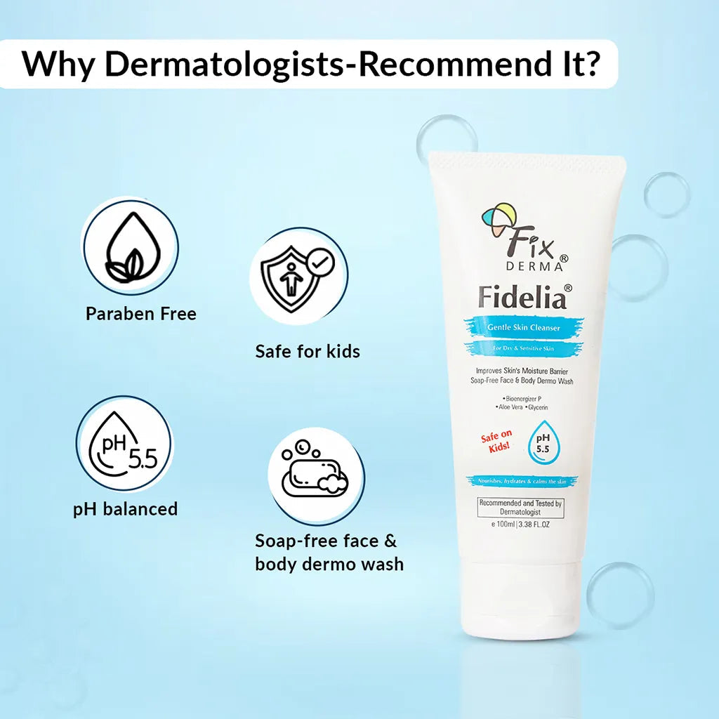 Fixderma Fidelia Gentle Skin Cleanser 100ml | Mild and Soap-Free Formulation for Dry, Sensitive Skin, 100ml - Image 4 - Buy from Indicrest