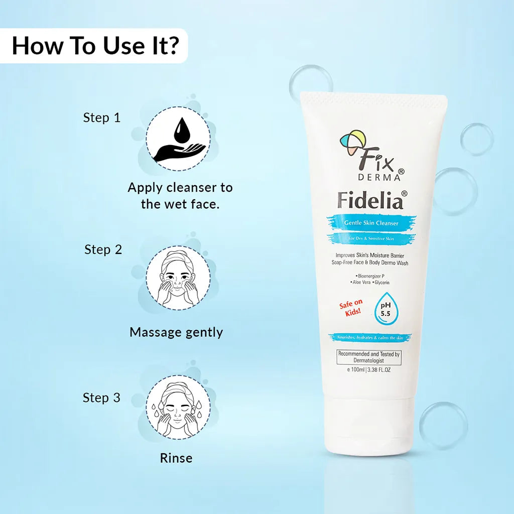 Fixderma Fidelia Gentle Skin Cleanser 100ml | Mild and Soap-Free Formulation for Dry, Sensitive Skin, 100ml - Image 6 - Buy from Indicrest