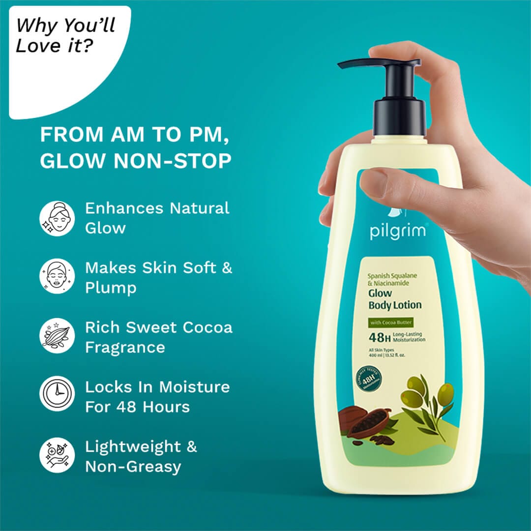 Pilgrim Spanish Squalane & Niacinamide Glow Body Lotion, 400ml - Image 5 - Buy from Indicrest