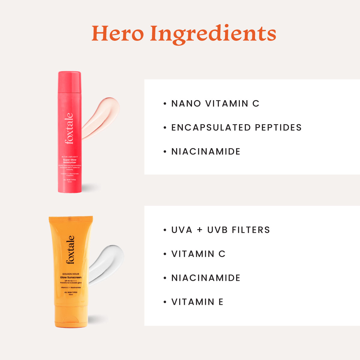 Foxtale Golden Glow Duo SPF 50 Glow Sunscreen + Super Glow Moisturizer with Vitamin C - Image 3 - Buy from Indicrest