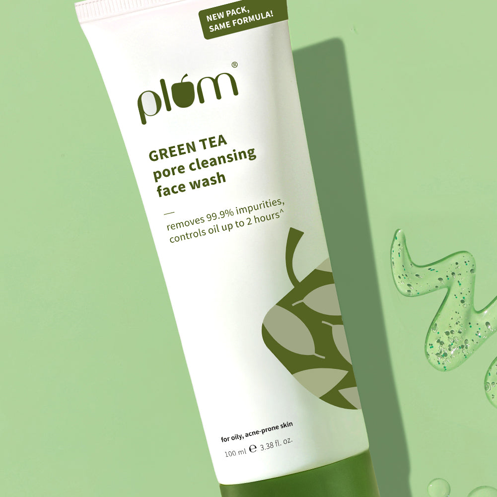 Plum Green Tea Pore Cleansing Face Wash for Acne | Controls Oil Upto 2-Hrs | Reduces Acne In 7 Days, 100ml x 2