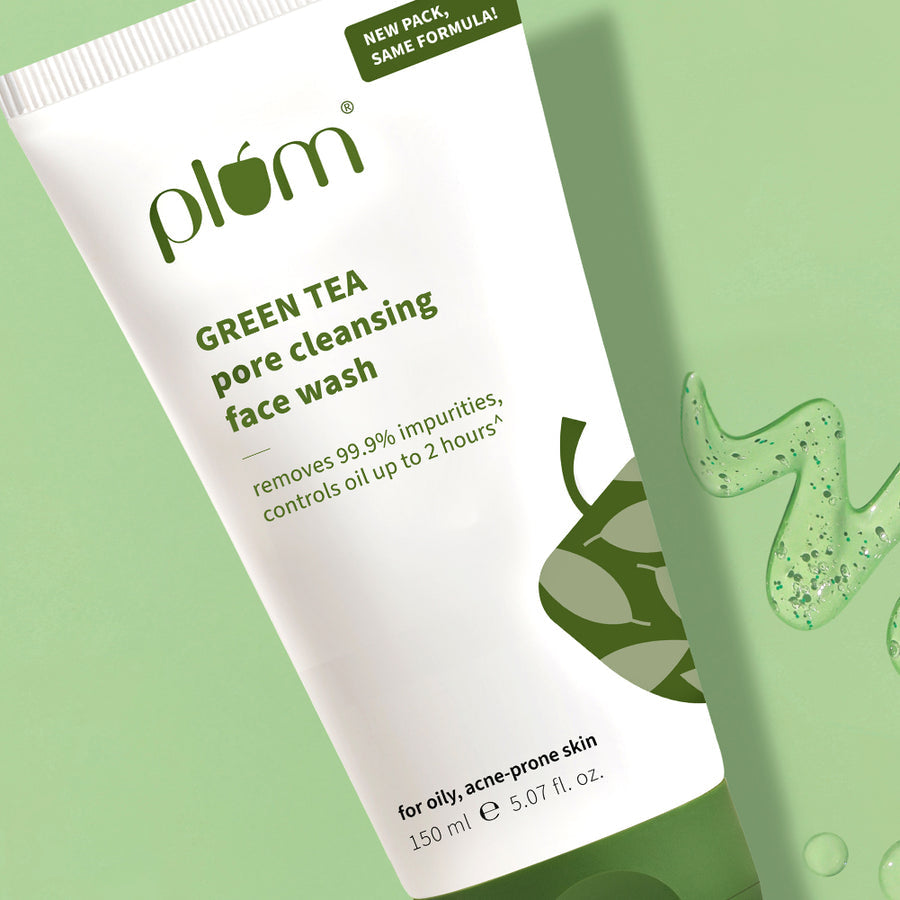 Plum Green Tea Pore Cleansing Face Wash for Acne | Controls Oil Upto 2-Hrs | Reduces Acne In 7 Days, 150ml