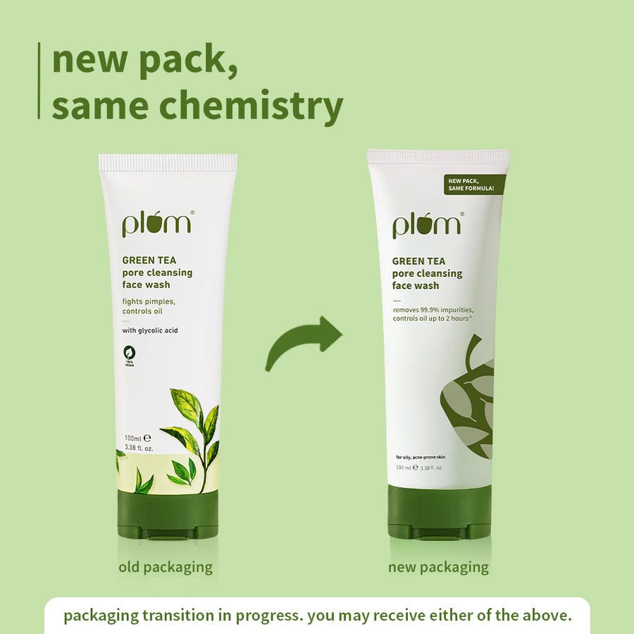 Plum Green Tea Pore Cleansing Face Wash for Acne | Controls Oil Upto 2-Hrs | Reduces Acne In 7 Days, 100ml x 2