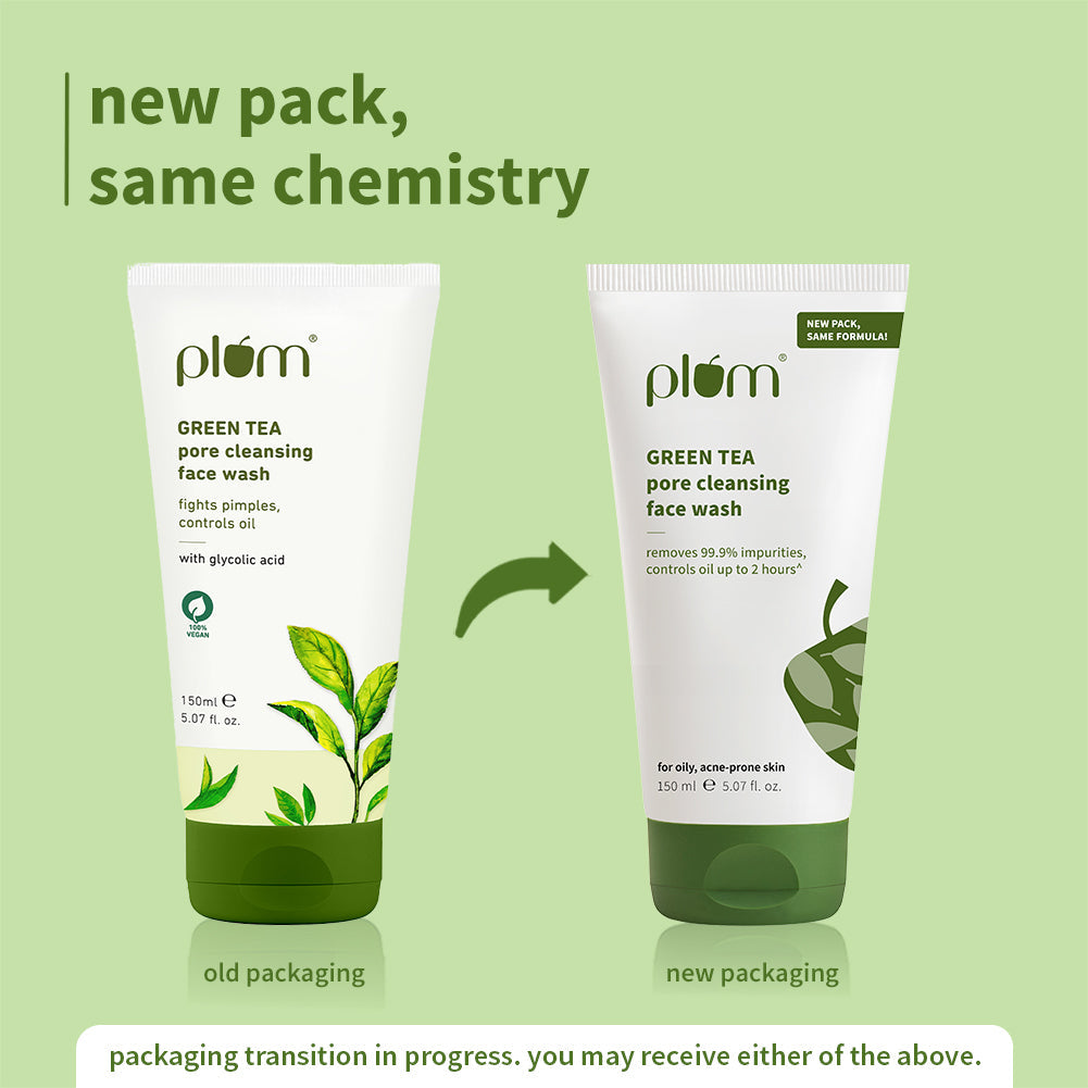 Plum Green Tea Pore Cleansing Face Wash for Acne | Controls Oil Upto 2-Hrs | Reduces Acne In 7 Days, 150ml