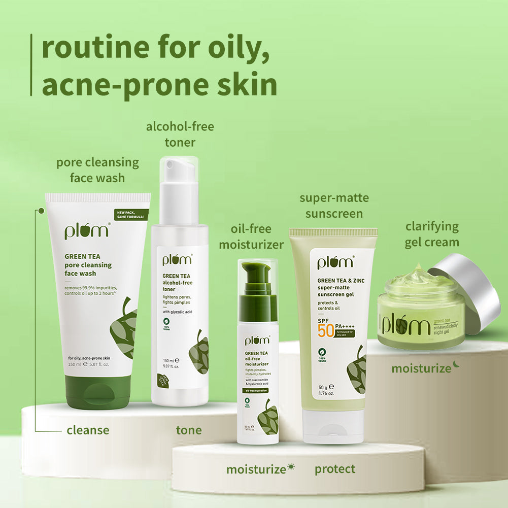 Plum Green Tea Pore Cleansing Face Wash for Acne | Controls Oil Upto 2-Hrs | Reduces Acne In 7 Days, 150ml