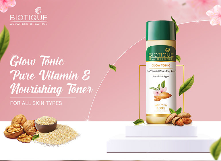 Biotique Glow tonic pure Vitamin E nourishing toner, 120ml - Image 3 - Buy from Indicrest