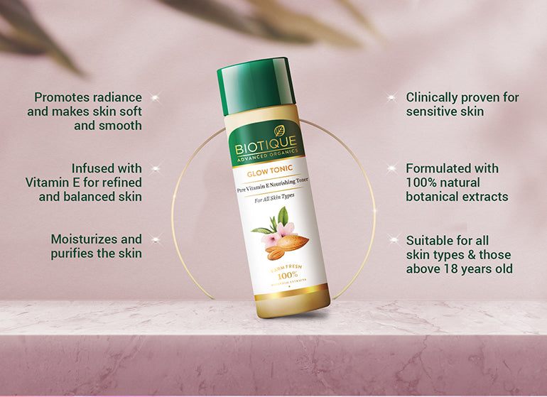 Biotique Glow tonic pure Vitamin E nourishing toner, 120ml - Image 4 - Buy from Indicrest