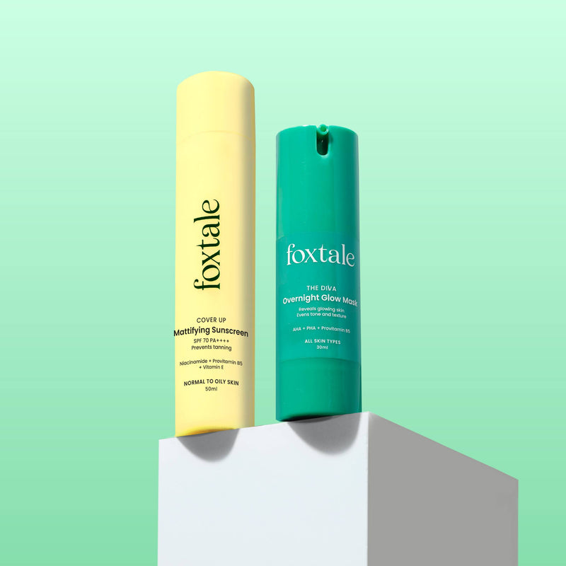 Foxtale Glow & Protect Duo SPF 70 Matte Finish Sunscreen + Overnight Glow Mask - Buy from Indicrest