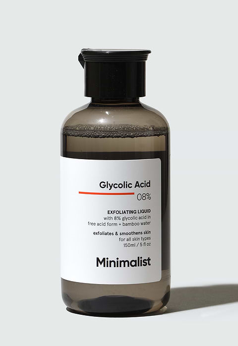 Minimalist Glycolic Acid 8% Exfoliating Liquid For Deep Exfoliation  Even Skin Tone, Texture &amp; Glow, 150ml - Buy from Indicrest