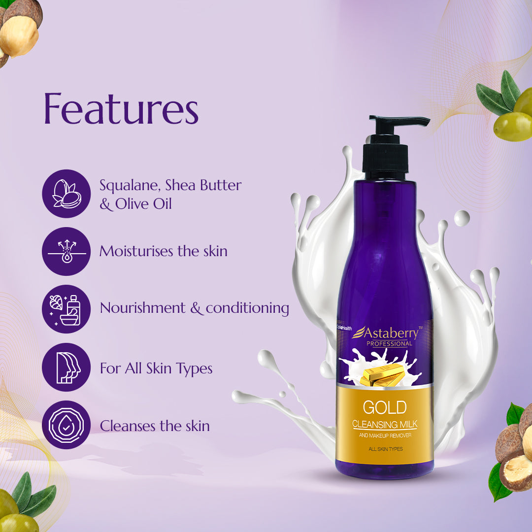 Astaberry Rose Gold Cleansing Milk | Makeup Remover and Deep Cleanse | 500ml - Image 5 - Buy from Indicrest