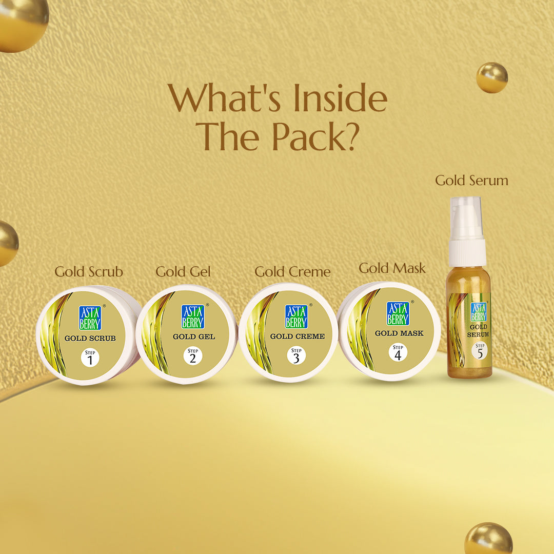 Astaberry Gold Facial Kit With Serum | 5 Steps | 24 Carat Gold - Image 3 - Buy from Indicrest