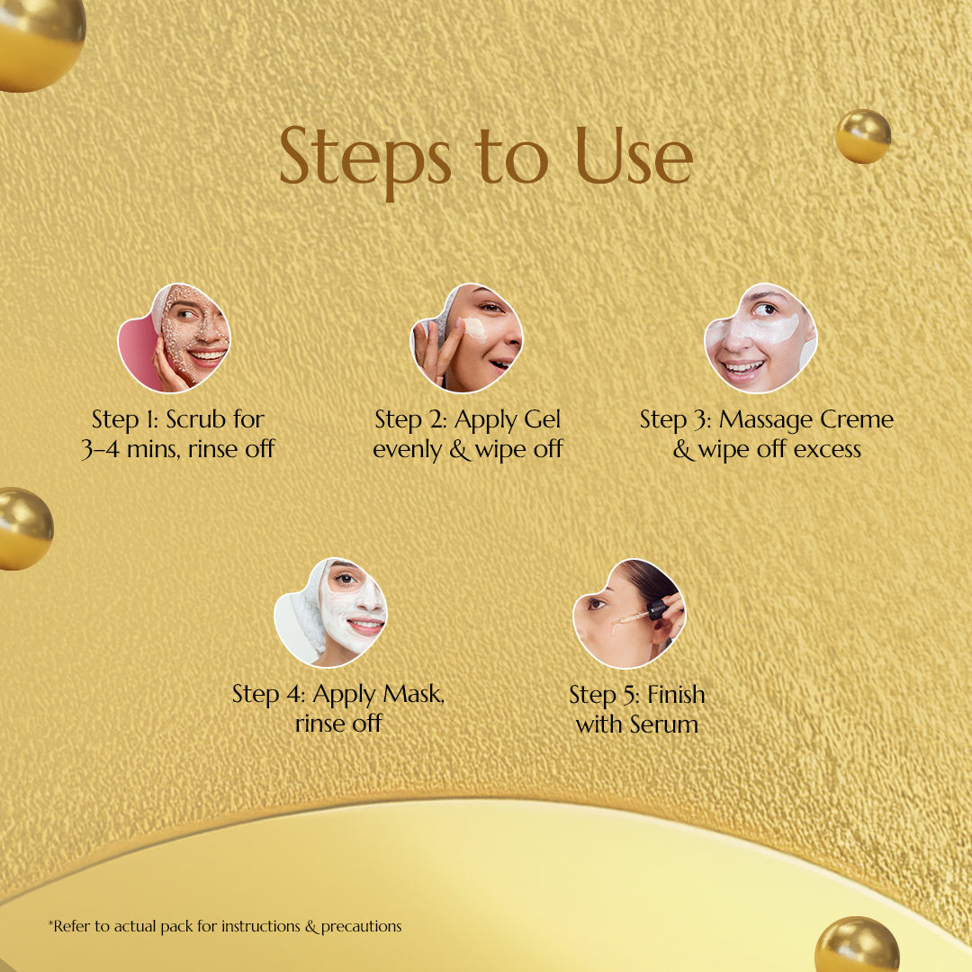 Astaberry Gold Facial Kit With Serum | 5 Steps | 24 Carat Gold - Image 4 - Buy from Indicrest