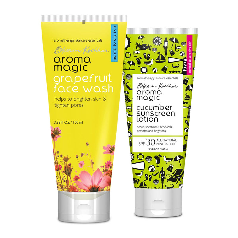 Aroma Magic Combination Skin Comobo - Grapefruit Face Wash | Cucumber Sunscreen, Face Wash 100ml + Cucumber Sunscreen Lotion 100ml - Buy from Indicrest