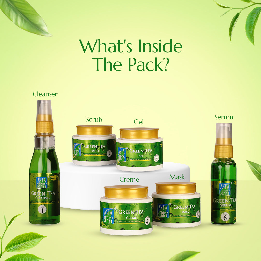 Astaberry Green Tea Facial Kit | 6 Steps - Image 3 - Buy from Indicrest