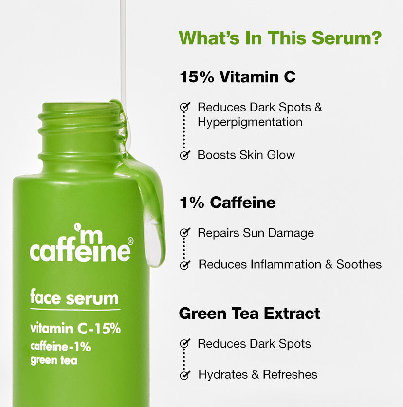 Mcaffeine Green Tea & 15% Vitamin C Face Serum, 30ml - Image 5 - Buy from Indicrest