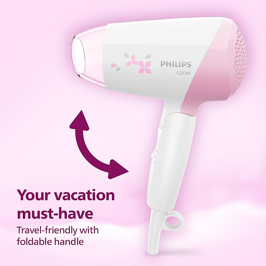 Philips Hair Dryer- Thermoprotect Technology | On The Go Dryer | 3 Heat & Speed Settings | Quick, Gentle Drying for Shiny Hair | HP8120/00
